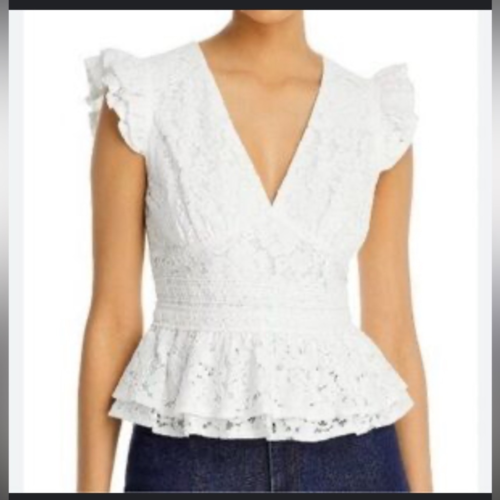 NWOT - Aqua White Lace Top
